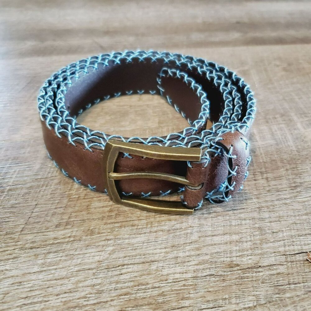 Belt Brown/Blue 2XL Bonded Leather Unisex/Men's/Womens
